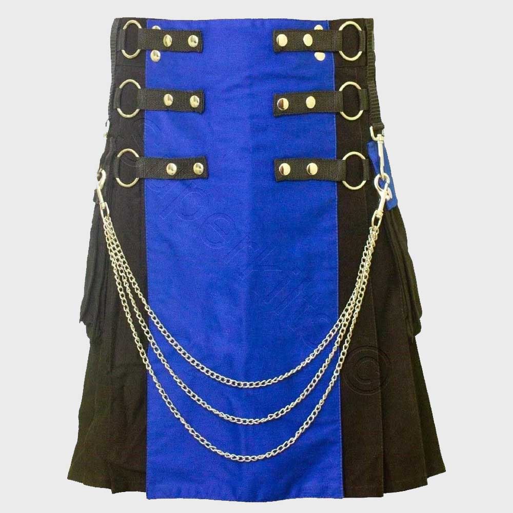 Black & Blue Hybrid Fashion Kilt for Sale