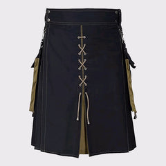 Black and Olive Green Hybrid Kilt