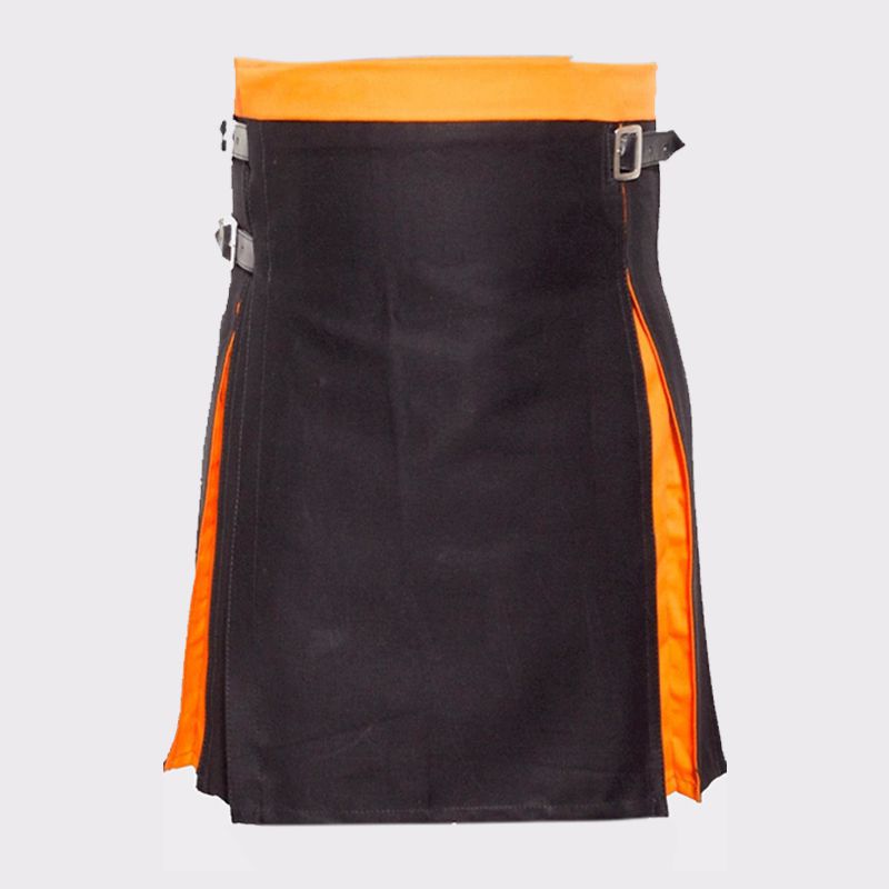 Premium Black and Orange Hybrid Kilt