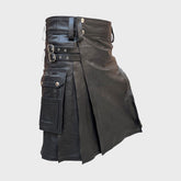 Black Leather Fashion Kilt
