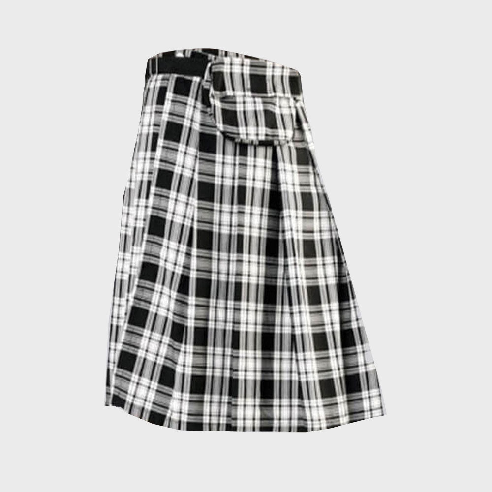 Black Pistol Kilt - Short Kilt Tartan Black-White