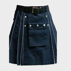 Black Utility kilt With White Line Style