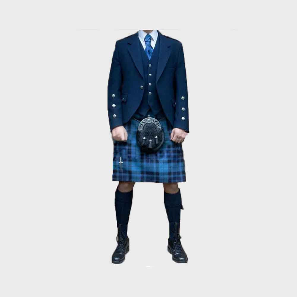 Blue Tweed Jacket Scottish Formal Kilt Outfit