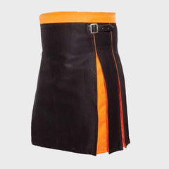 Box Pleated Modern Black And Orange Two Kilt