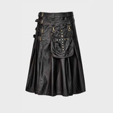 Cowhide Black Leather Gothic Kilt