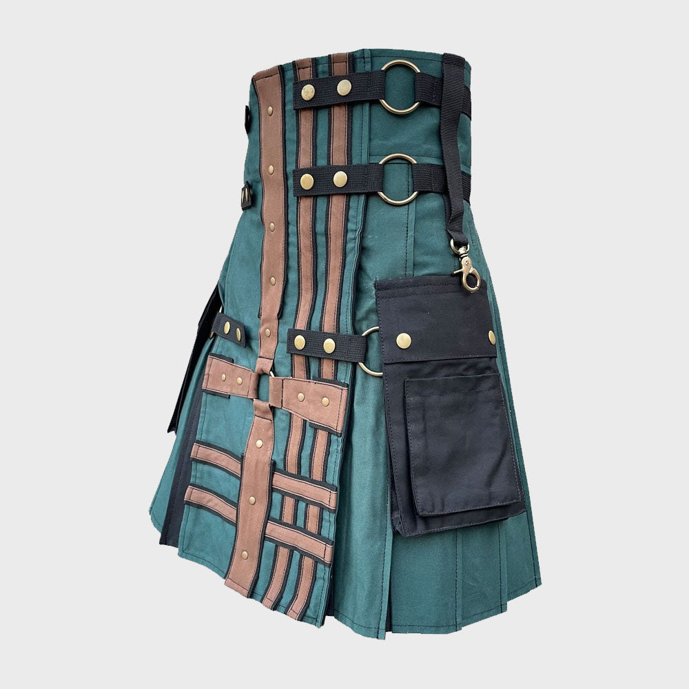 Green & Black Double Cross Utility Kilt
