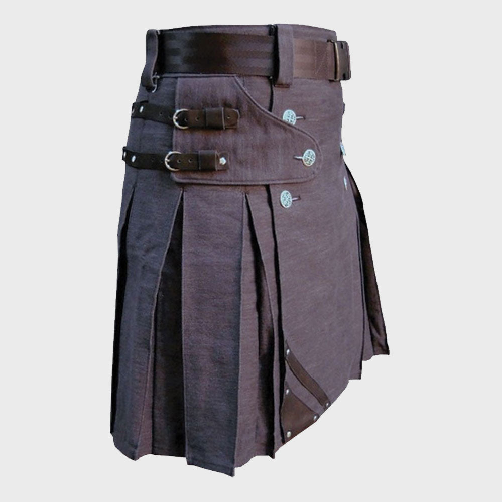 Heavy Duty Denim and Leather Kilt
