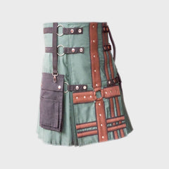 Hunter Green With Brown Medieval Modern Hybrid Kilt