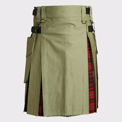 Khaki with Tartan Hybrid Kilt