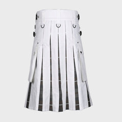 Men's White Cotton Utility Hybrid Kilt