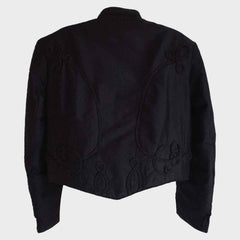 Men,s Black Taffeta Military Jacket with Black Braiding,British Army officer wool Jacket,Accessories not included in price.