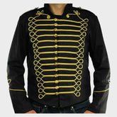 Mens Unique Modern Gold Embroidery Black Military Napoleon Jacket