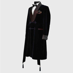 Black Long smoking jacket for men