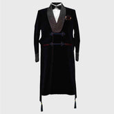 Black Long smoking jacket for men