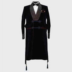 Black Long smoking jacket for men