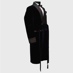 Black Long smoking jacket for men