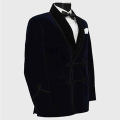 hugh hefner black Quilted Dinner smoking jacket for mens