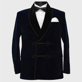 hugh hefner black Quilted Dinner smoking jacket for mens