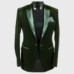 Green Quilted Dinner smoking jacket for mens