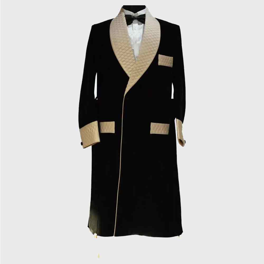 Mens Velvet Long Smoking Coat