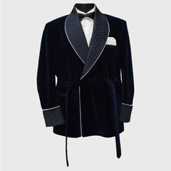 Mens Velvet Long Smoking Coat
