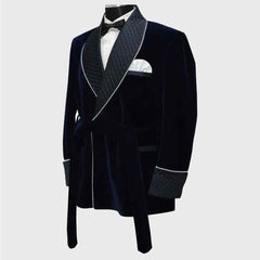 Mens Velvet Long Smoking Coat