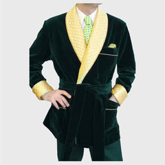 mens silk green smoking jacket
