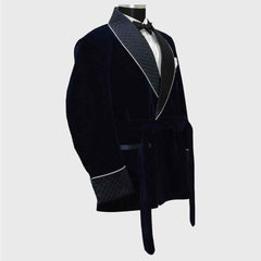 Mens Velvet Long Smoking Coat
