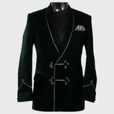 Mens Velvet Smoking Quilted Long Dinner Coat