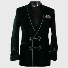Mens Velvet Smoking Quilted Long Dinner Coat