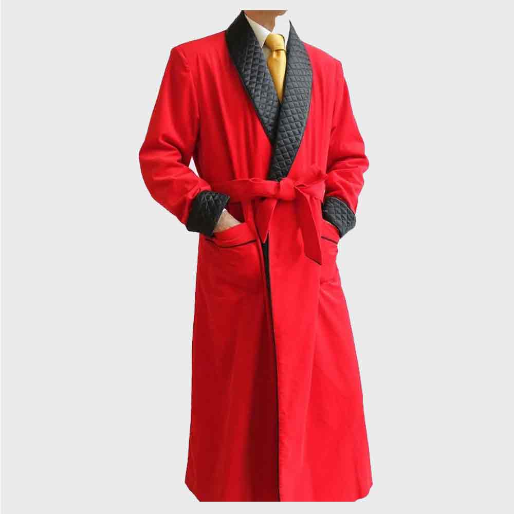 Ysl Velvet Quilted Long Dinner Smoking Jacket for men's