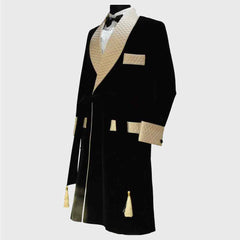 Mens Velvet Long Smoking Coat