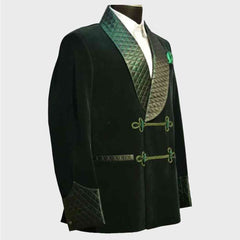 invisible velvet Quilted Long Dinner smoking jacket for mens