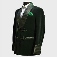 invisible velvet Quilted Long Dinner smoking jacket for mens