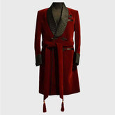 Men's Red and black velvet smoking jacket