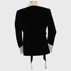 Men's black velvet smoking jacket