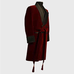 Men's Red and black velvet smoking jacket