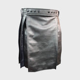 Pleated Black Leather Kilt