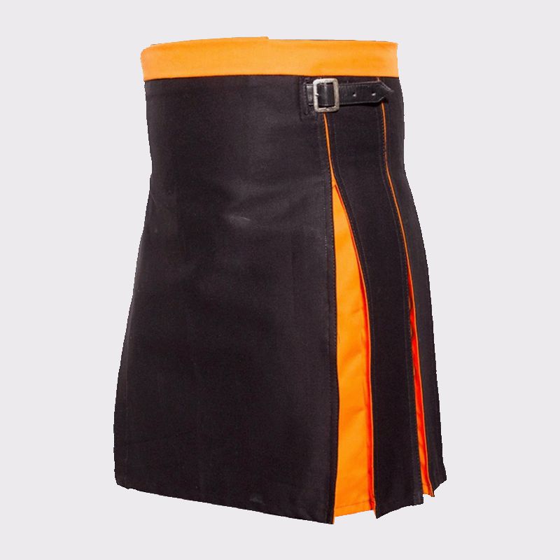 Premium Black and Orange Hybrid Kilt