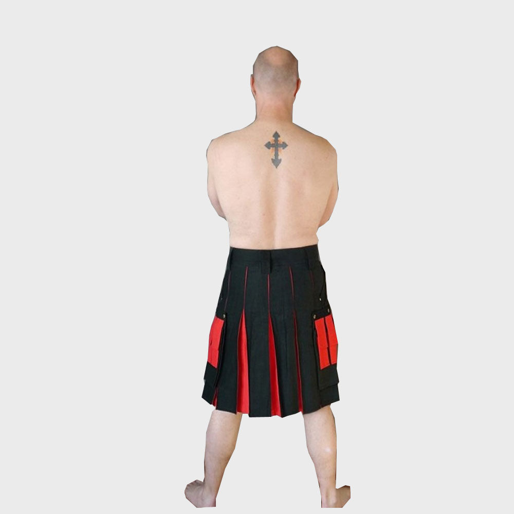 Black and Red Box Pleated Kilt