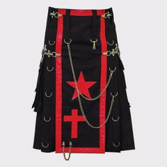 Black and Red Crescent Hybrid Canvas Kilt