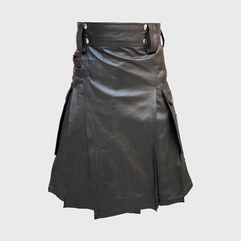 Black Leather Fashion Kilt