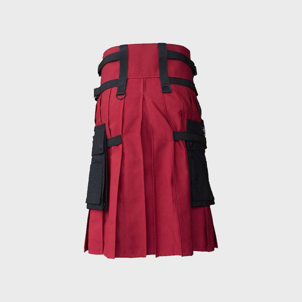 Black & Red Deluxe Hybrid Utility Kilt