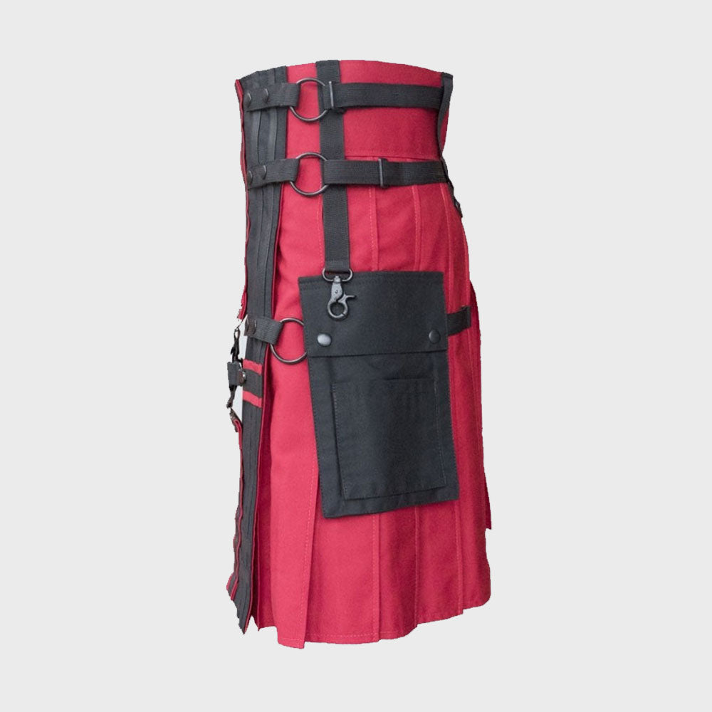 Black & Red Deluxe Hybrid Utility Kilt