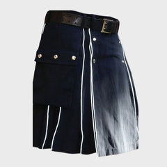 Black Utility kilt With White Line Style 