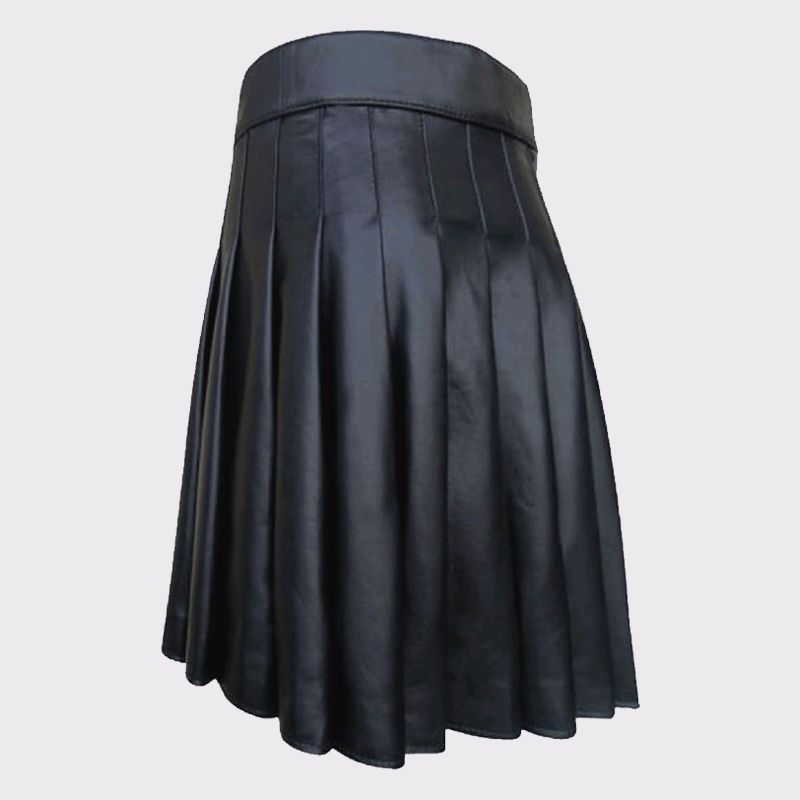 Warrior Black Leather Kilt