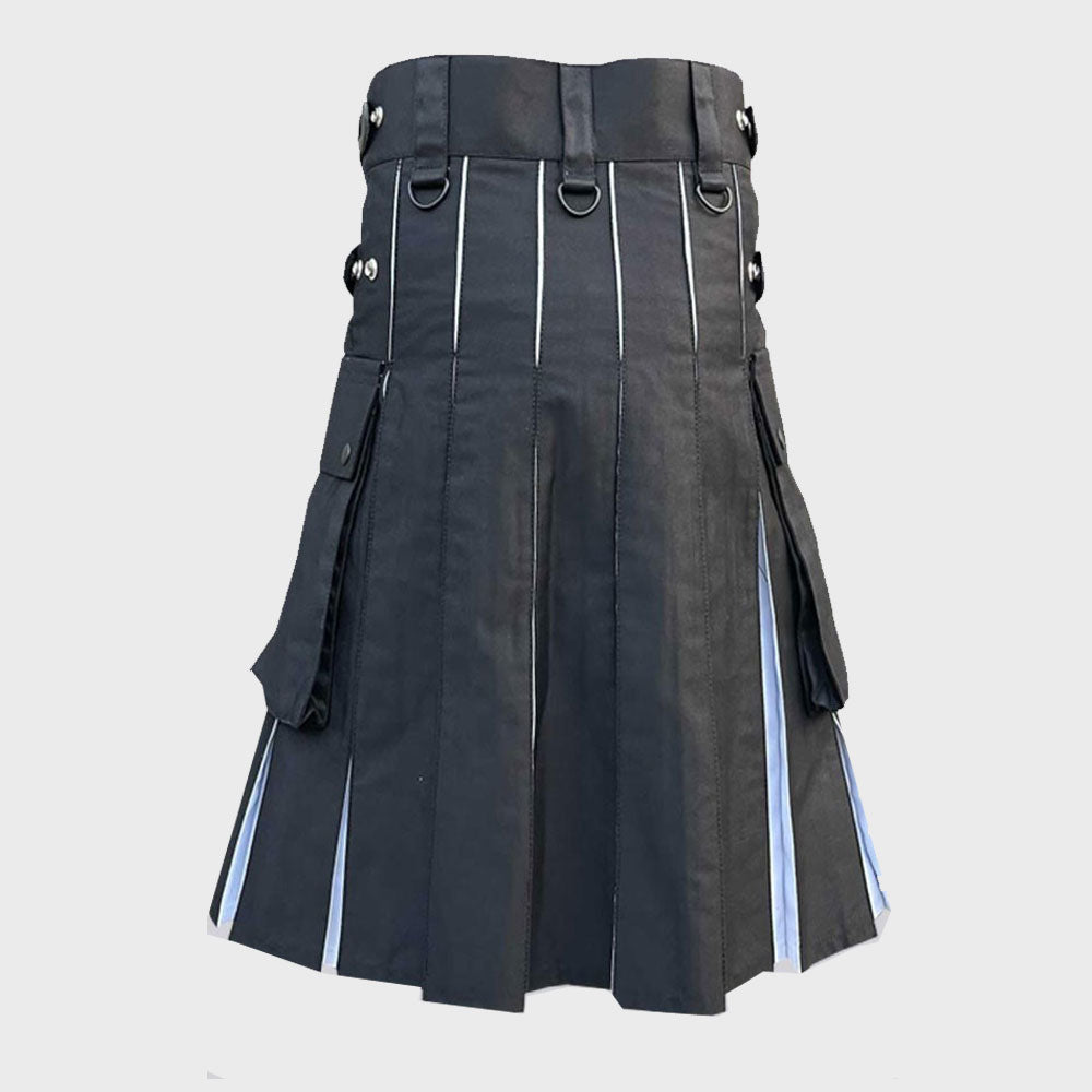 Black & White Simple 2 Side Pocket Utility Kilt