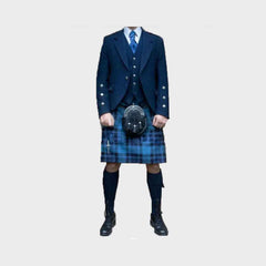 Blue Tweed Jacket Scottish Formal Kilt Outfit 