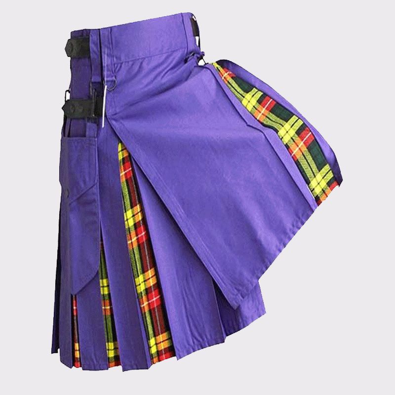 Purple Hybrid Kilt with Tartan