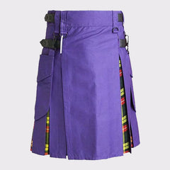 Purple Hybrid Kilt with Tartan